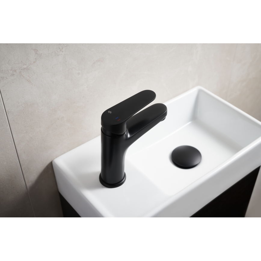 KFA Armatura 5552-815-81 - Torneira do lavatório + resíduos com descarga OTAVA 15 cm mate preto