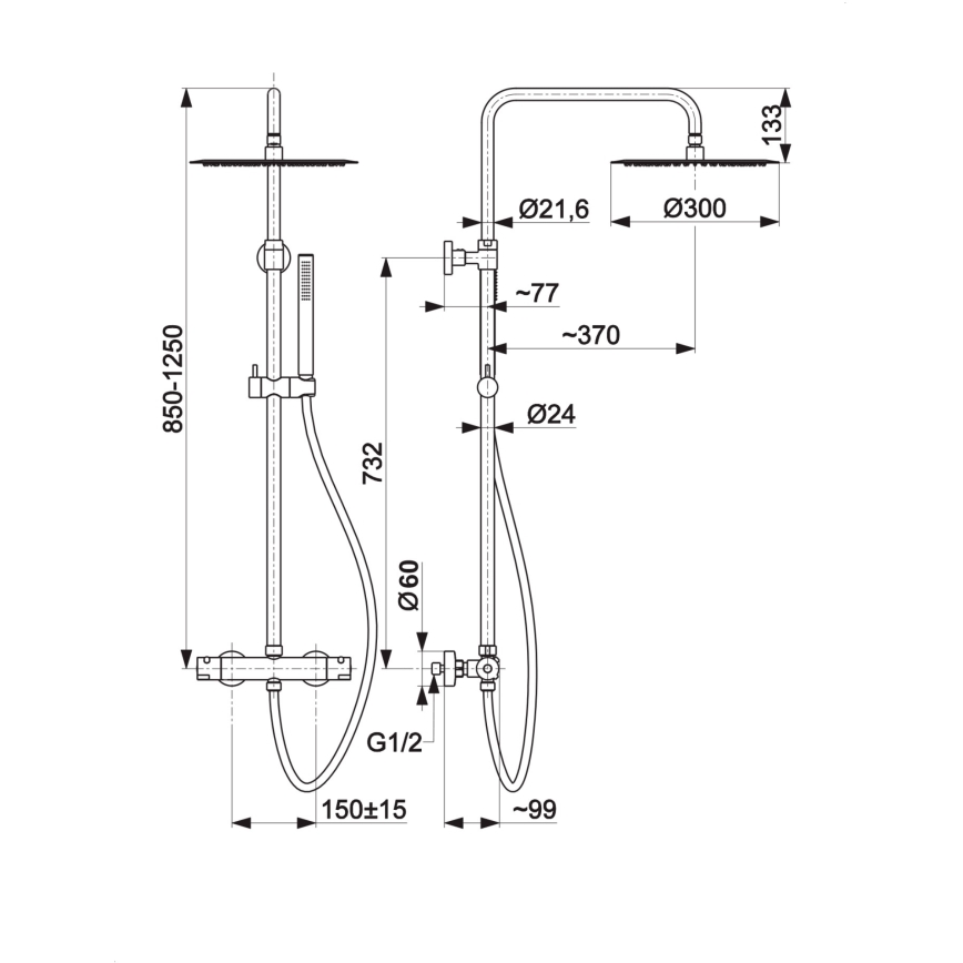 KFA Armatura 5736-920-00 - Conjunto de chuveiro com torneira termostática MOZA cromado brilhante