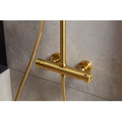 KFA Armatura 5736-920-31 - Conjunto de chuveiro com torneira termostática MOZA solo dourado