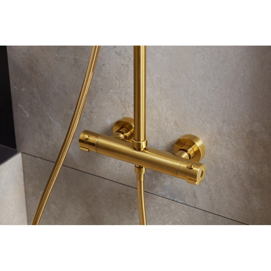 KFA Armatura 5736-920-31 - Conjunto de chuveiro com torneira termostática MOZA solo dourado