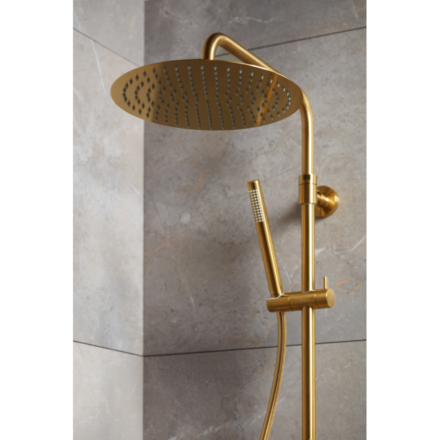 KFA Armatura 5736-920-31 - Conjunto de chuveiro com torneira termostática MOZA solo dourado