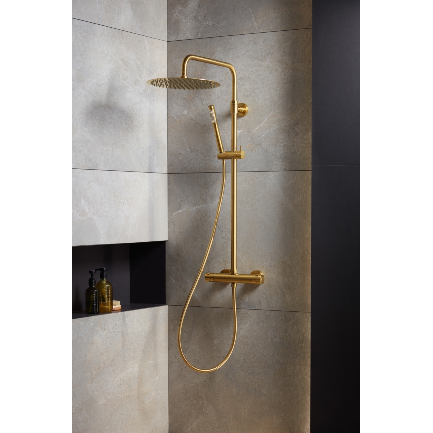 KFA Armatura 5736-920-31 - Conjunto de duche com bateria termostática MOZA em ouro escovado