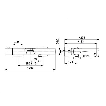 KFA Armatura 5754-010-81 - Bateria termostática para banheira MALAGA preta