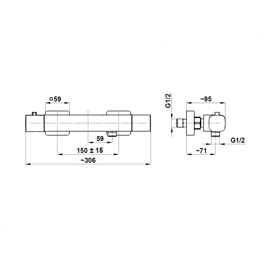 KFA Armatura 5756-010-00 - Bateria termostática de duche MALAGA, cromado brilhante