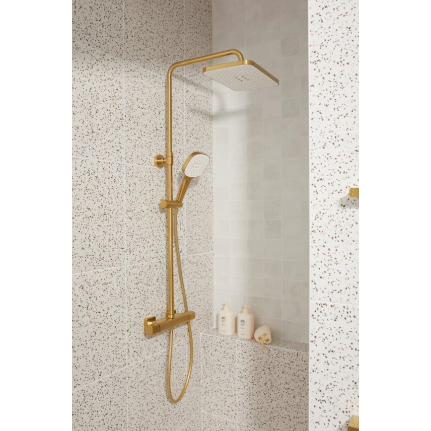 KFA Armatura 5756-910-31 - Conjunto de duche com misturador termostático MALAGA, dourado escovado