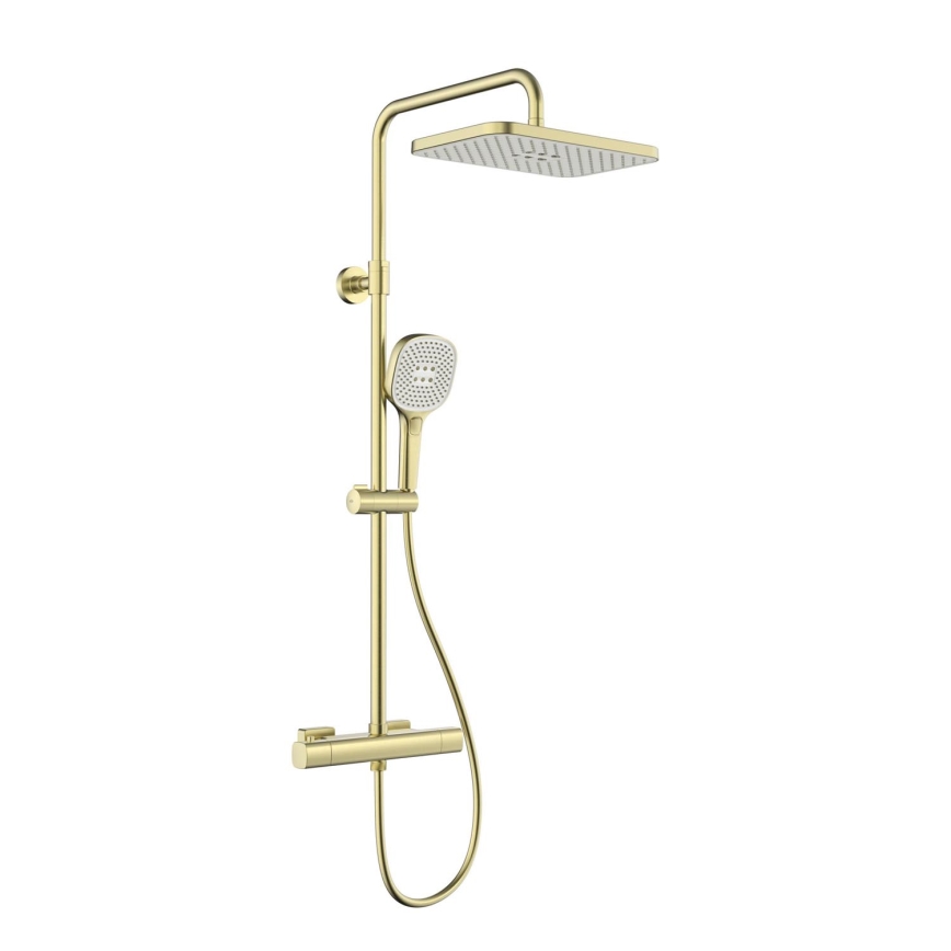 KFA Armatura 5756-910-31 - Conjunto de duche com misturador termostático MALAGA, dourado escovado