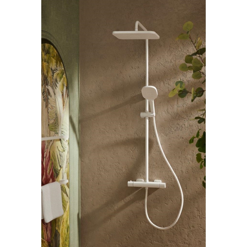 KFA Armatura 5756-910-44 - Conjunto de duche MALAGA com bateria termostática, branco