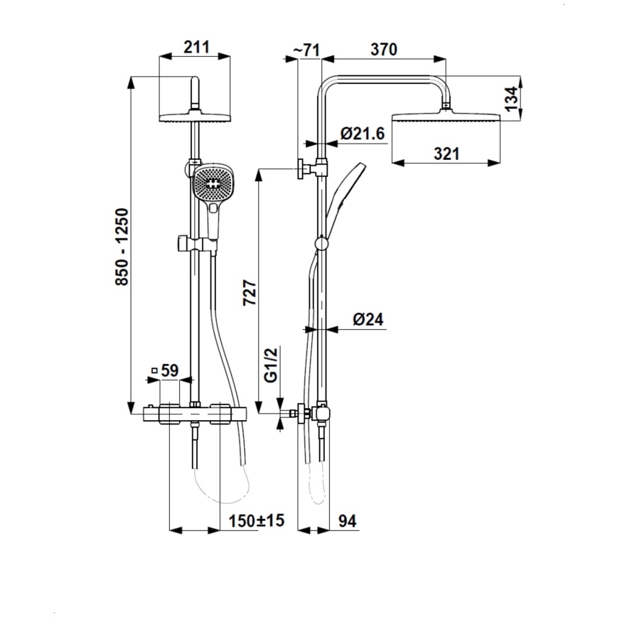 KFA Armatura 5756-910-44 - Conjunto de duche MALAGA com bateria termostática, branco