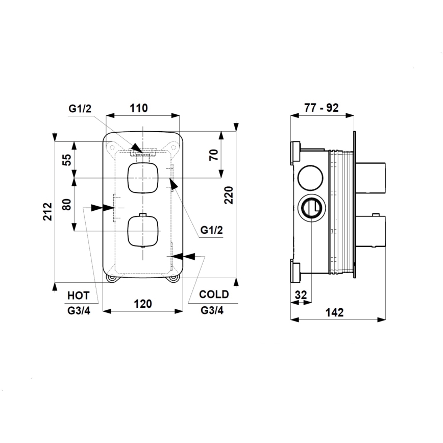 KFA Armatura 5759-001-31 - Misturador termostático de duche para instalação encastrada MALAGA, dourado escovado