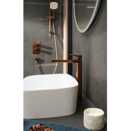 KFA Armatura 5759-301-34 - Conjunto de duche MALAGA com misturador termostático encastrado, acabamento ouro rosa