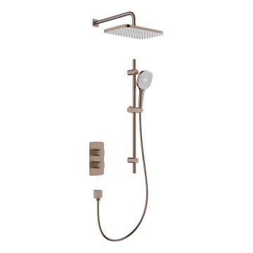 KFA Armatura 5759-301-34 - Conjunto de duche MALAGA com misturador termostático encastrado, acabamento ouro rosa