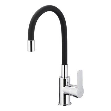 KFA Armatura 6553-915-00 - Torneira para lava-loiça com braço flexível RUMBA 40,5 cm preto/cromado brilhante