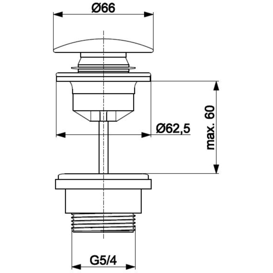 KFA Armatura 660-320-00 - Válvula de drenagem CLICK-CLACK diâmetro 6,6 cm cromado brilhante