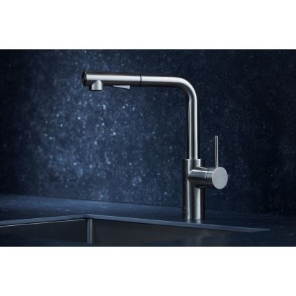 KFA Armatura 6623-110-22 - Torneira de lavatório com pulverizador extensível DUERO BASIC aço inoxidável