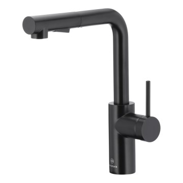 KFA Armatura 6623-110-81 - Torneira de lavatório com pulverizador extensível DUERO BASIC aço inoxidável/mate preto