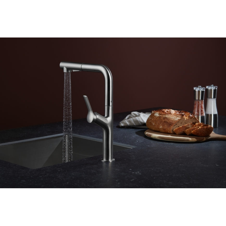 KFA Armatura 6623-220-22 - Torneira de lavatório com pulverizador extensível DUERO DESIGN aço inoxidável