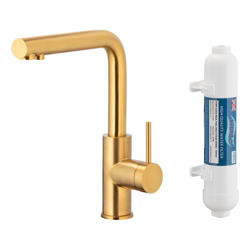 KFA Armatura 6623-912-31 - Torneira de água filtrada DUERO PURE aço inoxidável/solo dourado + filtro