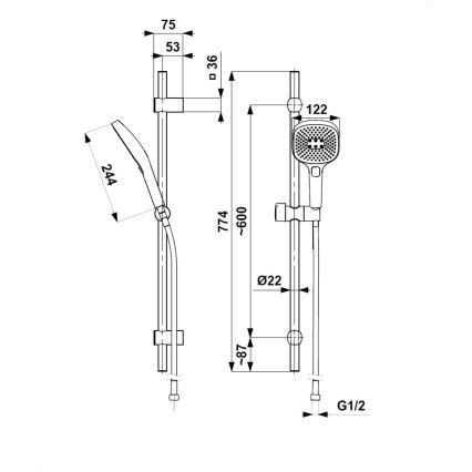 KFA Armatura 841-352-34 - Conjunto de duche MALAGA ouro rosé