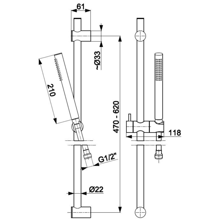 KFA Armatura 841-363-00 - Conjunto de chuveiro MOZA aço inoxidável