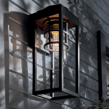 Kichler - Aplique de parede exterior HONE M 1xE27/60W/230V IP44 preto