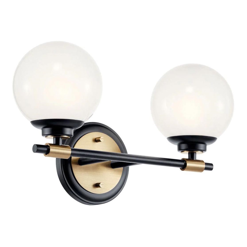 Kichler - Aplique de parede LED para casa de banho BENNO 2xLED/3W/230V preto/dourado IP44