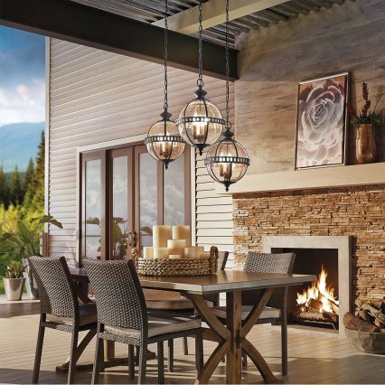Kichler - Candelabro suspenso exterior HALLERON 3xE14/60W/230V IP44