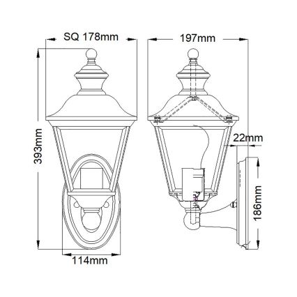 Kichler - Iluminação de parede exterior BAY SHORE 1xE27/60W/230V IP44