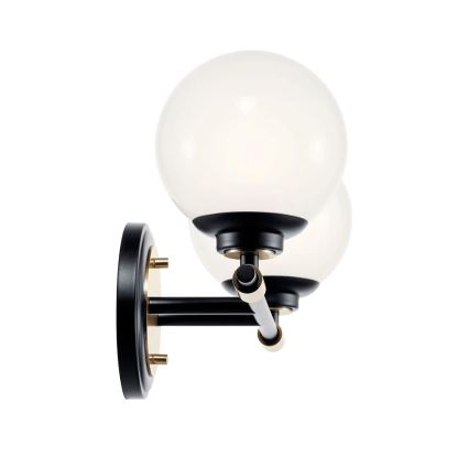 Kichler - Aplique de parede LED para casa de banho BENNO 2xLED/3W/230V preto/dourado IP44