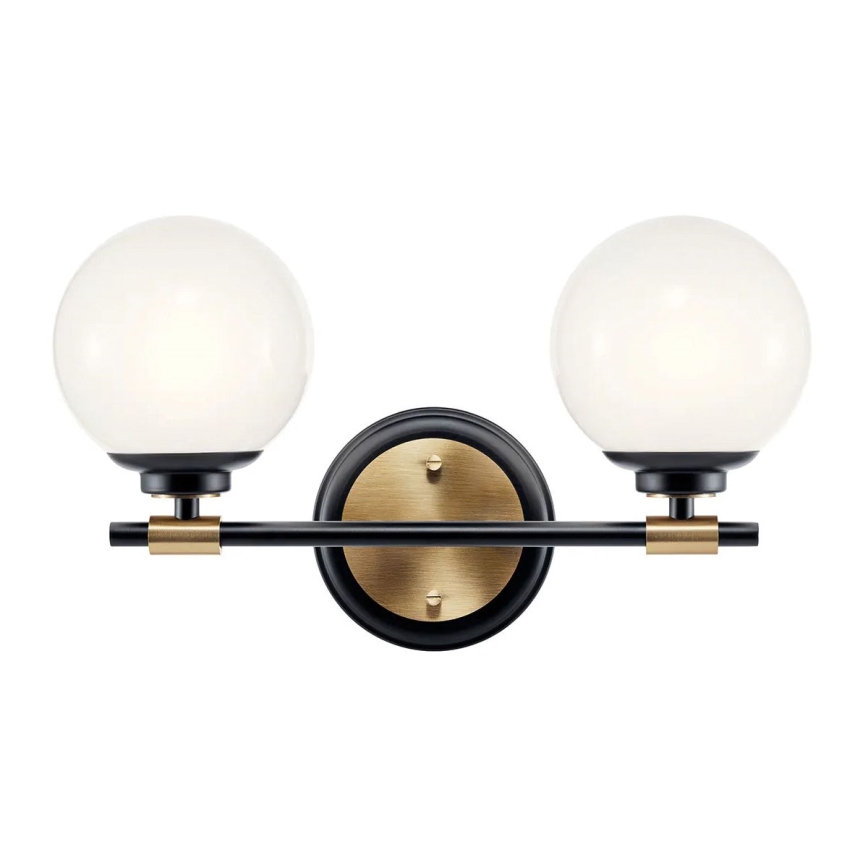 Kichler - Aplique de parede LED para casa de banho BENNO 2xLED/3W/230V preto/dourado IP44