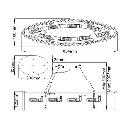 Kichler - Candeeiro suspenso para casa de banho LED CRYSTAL SKYE 8xG9/3W/230V IP44