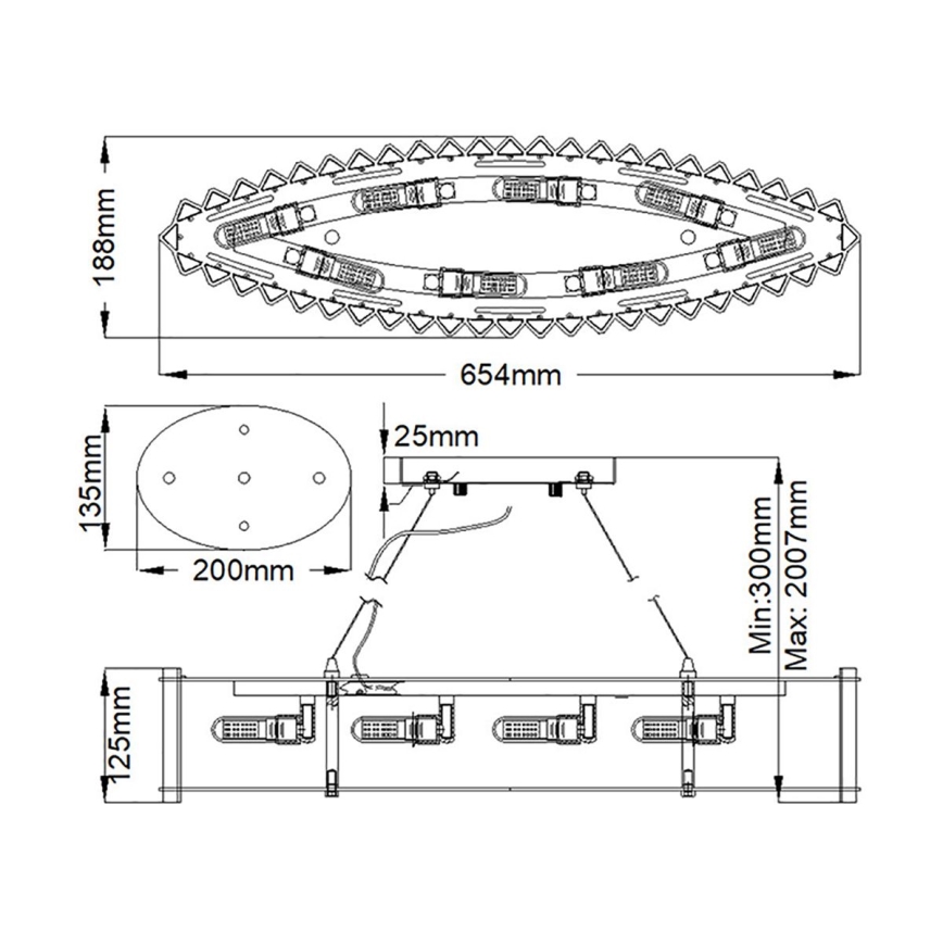 Kichler - Candeeiro suspenso para casa de banho LED CRYSTAL SKYE 8xG9/3W/230V IP44