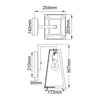 Kichler - Iluminação de parede exterior DELISON 1xE27/60W/230V IP44