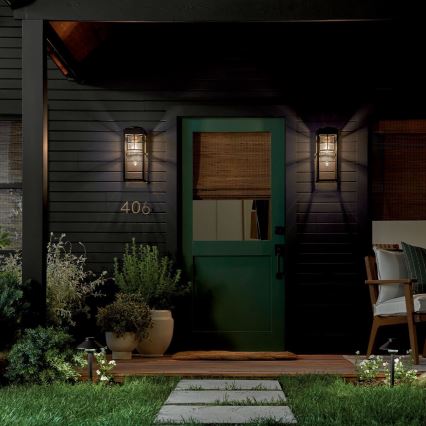 Kichler - Iluminação de parede exterior HONE 1xE27/60W/230V IP44 preto