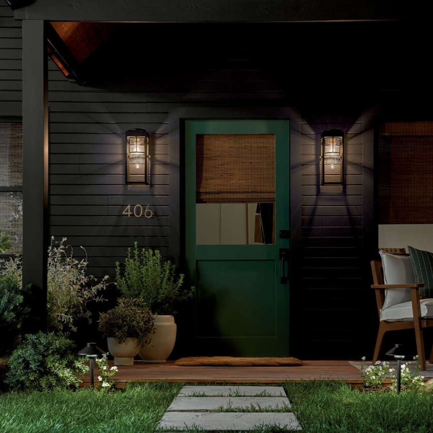 Kichler - Iluminação de parede exterior HONE 1xE27/60W/230V IP44 preto