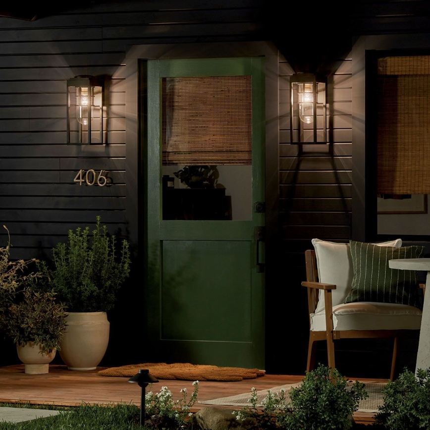 Kichler - Iluminação de parede exterior HONE 1xE27/60W/230V IP44 preto