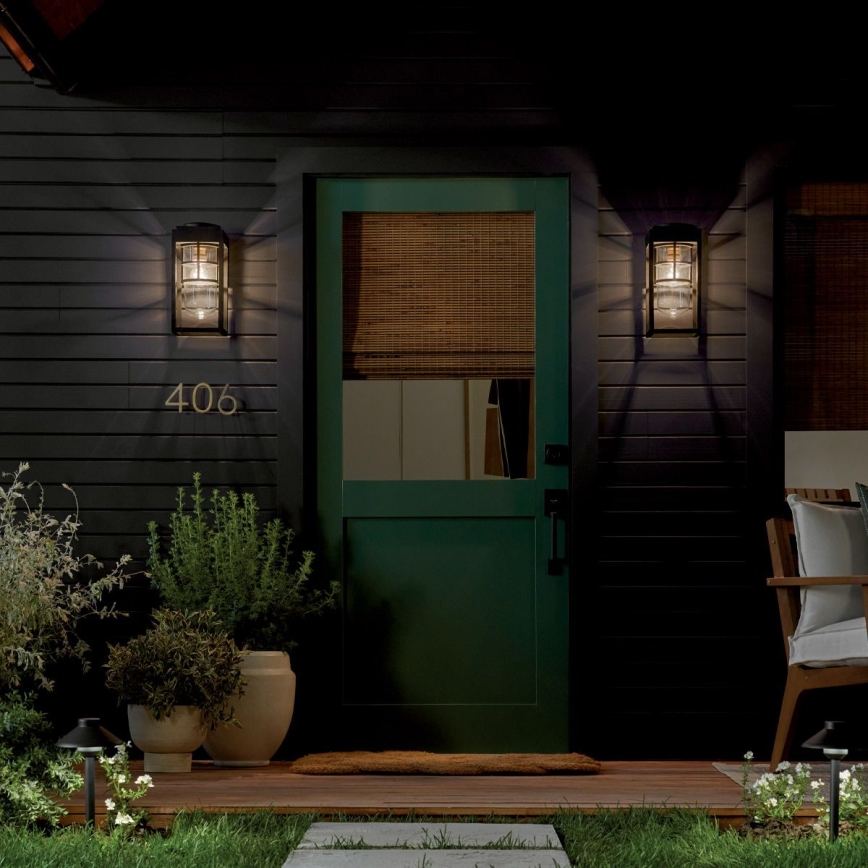 Kichler - Iluminação de parede exterior HONE 1xE27/60W/230V IP44 preto