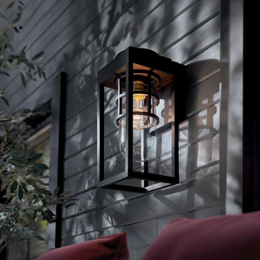 Kichler - Iluminação de parede exterior HONE 1xE27/60W/230V IP44 preto