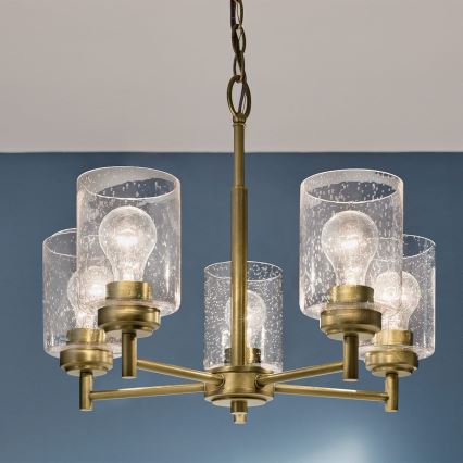 Kichler - Candeeiro suspenso WINSLOW 5xE27/60W/230V diâmetro 50,2 cm latão