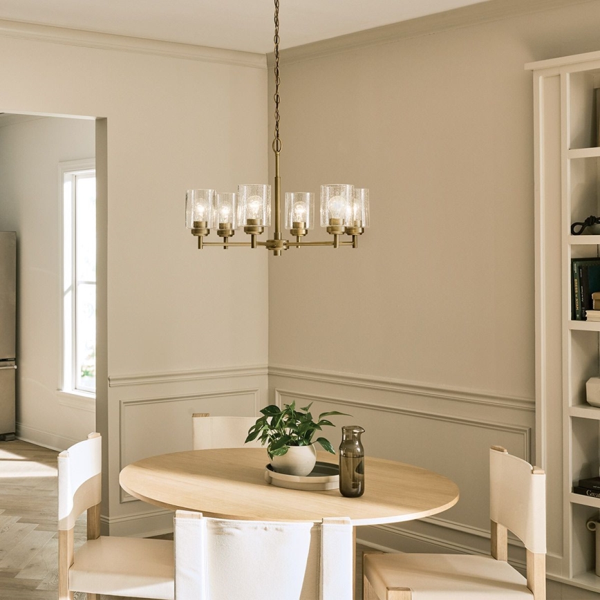 Kichler - Candeeiro suspenso WINSLOW 6xE27/60W/230V diâmetro 66 cm latão