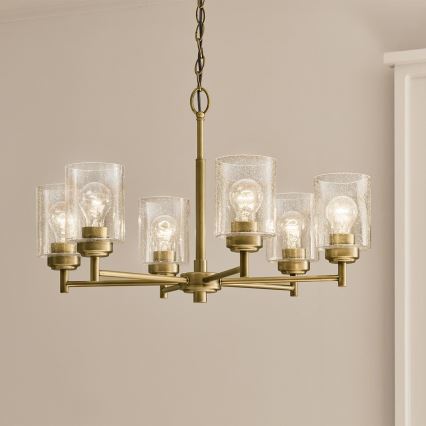 Kichler - Candeeiro suspenso WINSLOW 6xE27/60W/230V diâmetro 66 cm latão