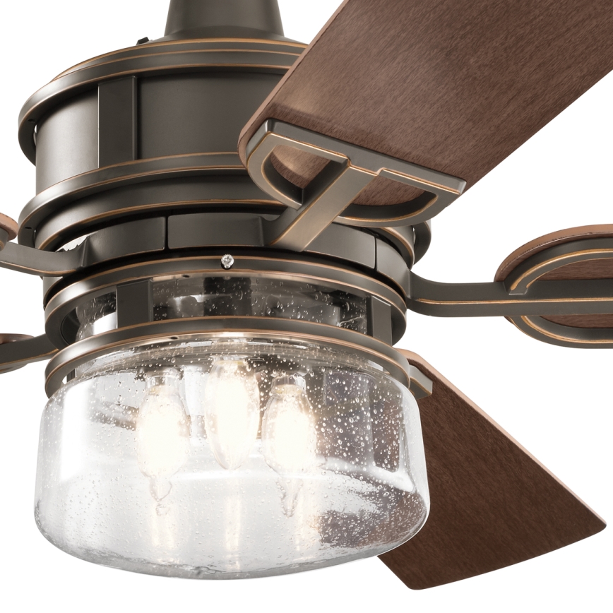 Kichler - Ventoinha de teto LYNDON 3xE27/8W/230V IP23 + comando
