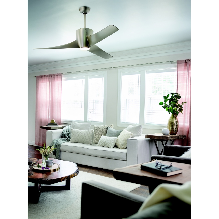 Kichler - Ventoinha de teto LED com regulação PHREE LED/10W/230V prateado + comando
