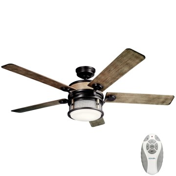 Kichler - Ventoinha de teto LED com regulação AHRENDALE LED/10W/230V IP44 + comando