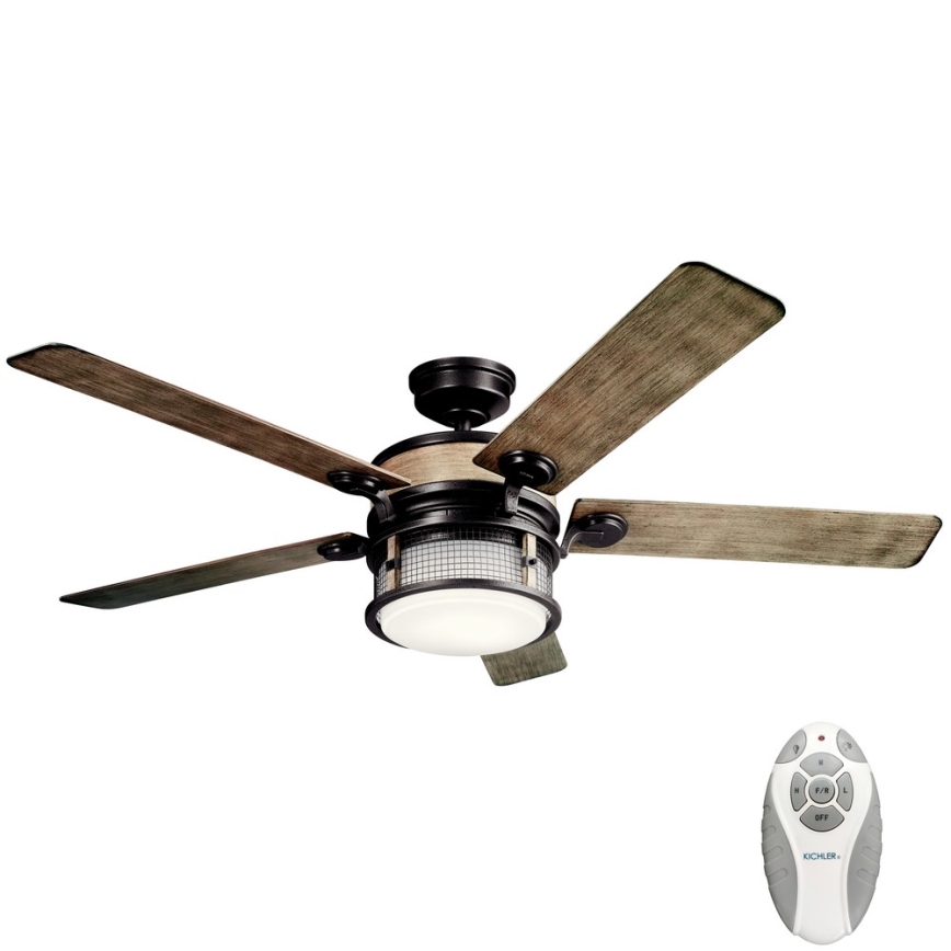 Kichler - Ventoinha de teto LED com regulação AHRENDALE LED/10W/230V IP44 + comando