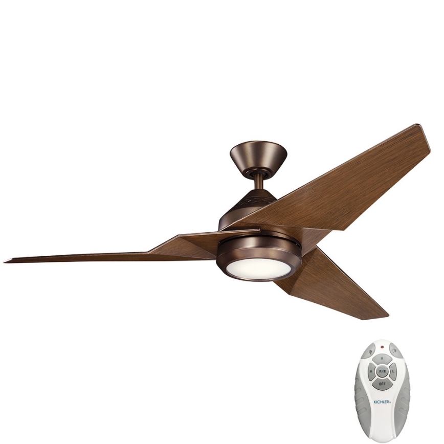Kichler - Ventoinha de teto LED com regulação JADE LED/18W/230V castanho + comando