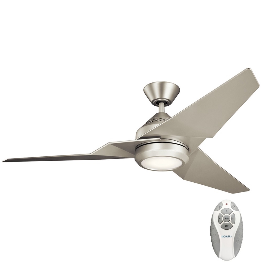Kichler - Ventoinha de teto LED com regulação JADE LED/18W/230V prateado + comando