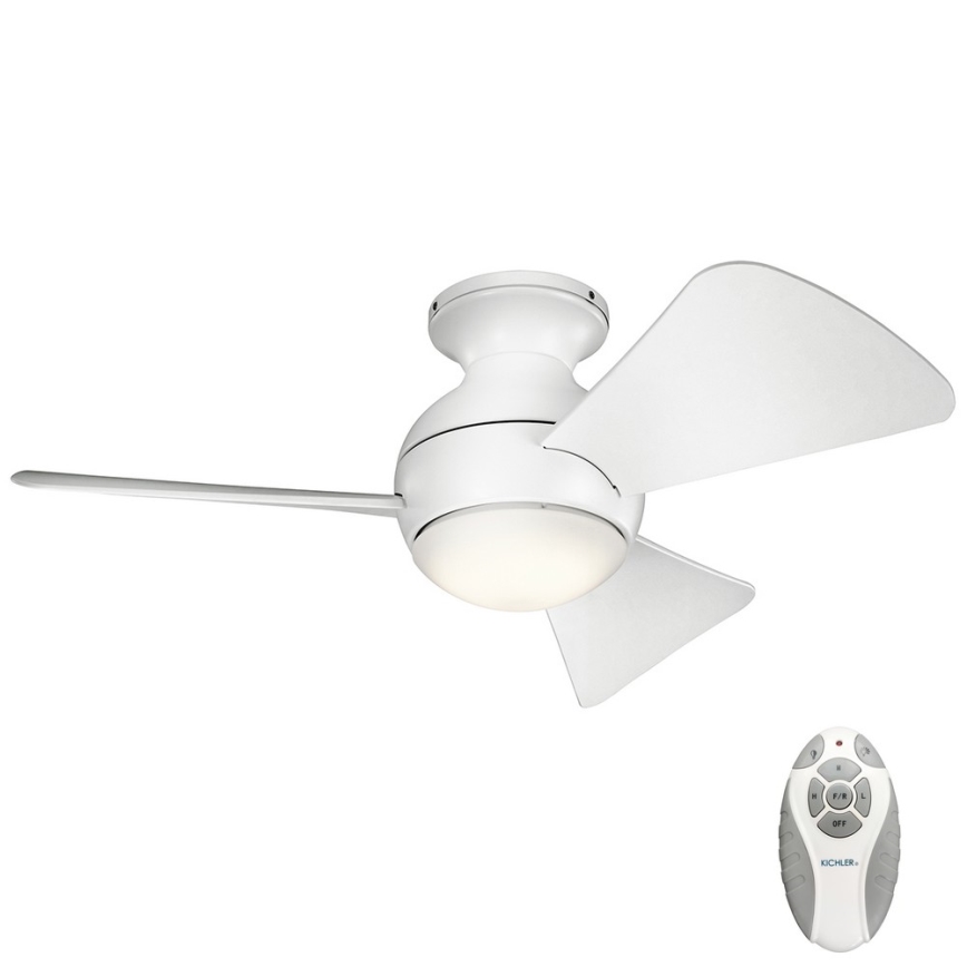 Kichler - Ventoinha de teto LED com regulação SOLA LED/10W/230V IP23 branco + comando