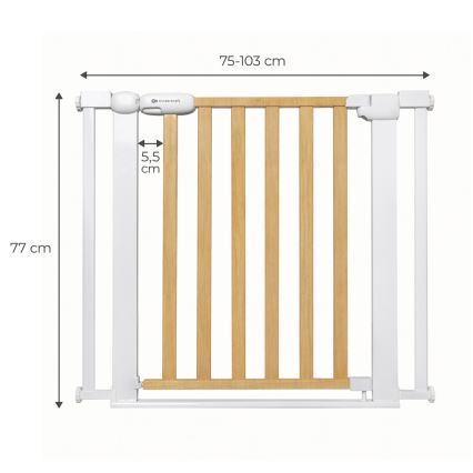 KINDERKRAFT - Barreira de segurança LOCK&GO 75-103 cm pinho