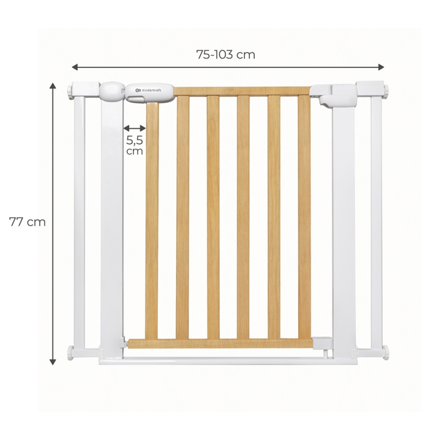 KINDERKRAFT - Barreira de segurança LOCK&GO 75-103 cm pinho