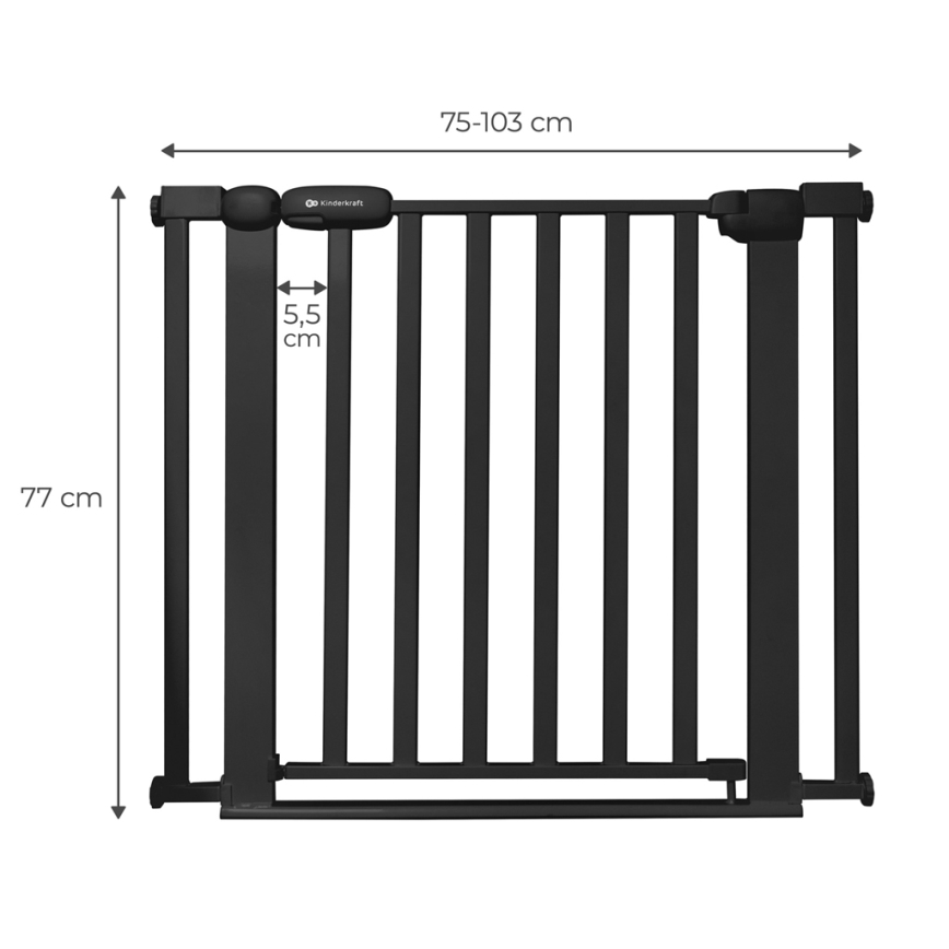 KINDERKRAFT - Barreira de segurança LOCK&GO 75-103 cm preto